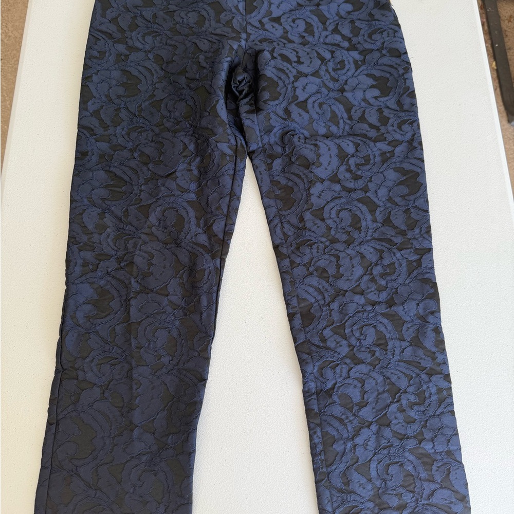VTG Frank Lyman Casual size 6 Blue Black Floral Paisley Design Long Pants